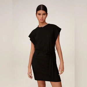 Mango Belted Black Mini Dress